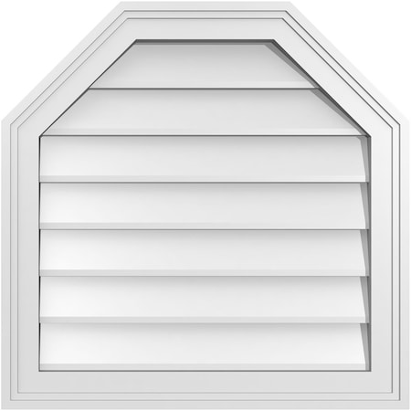 Ekena Millwork Octagonal Top Surface Mount PVC Gable Vent w/ 2"W x 1-1/2"P Brickmould Frame, 22"W x 22"H GVPOT22X2202SN